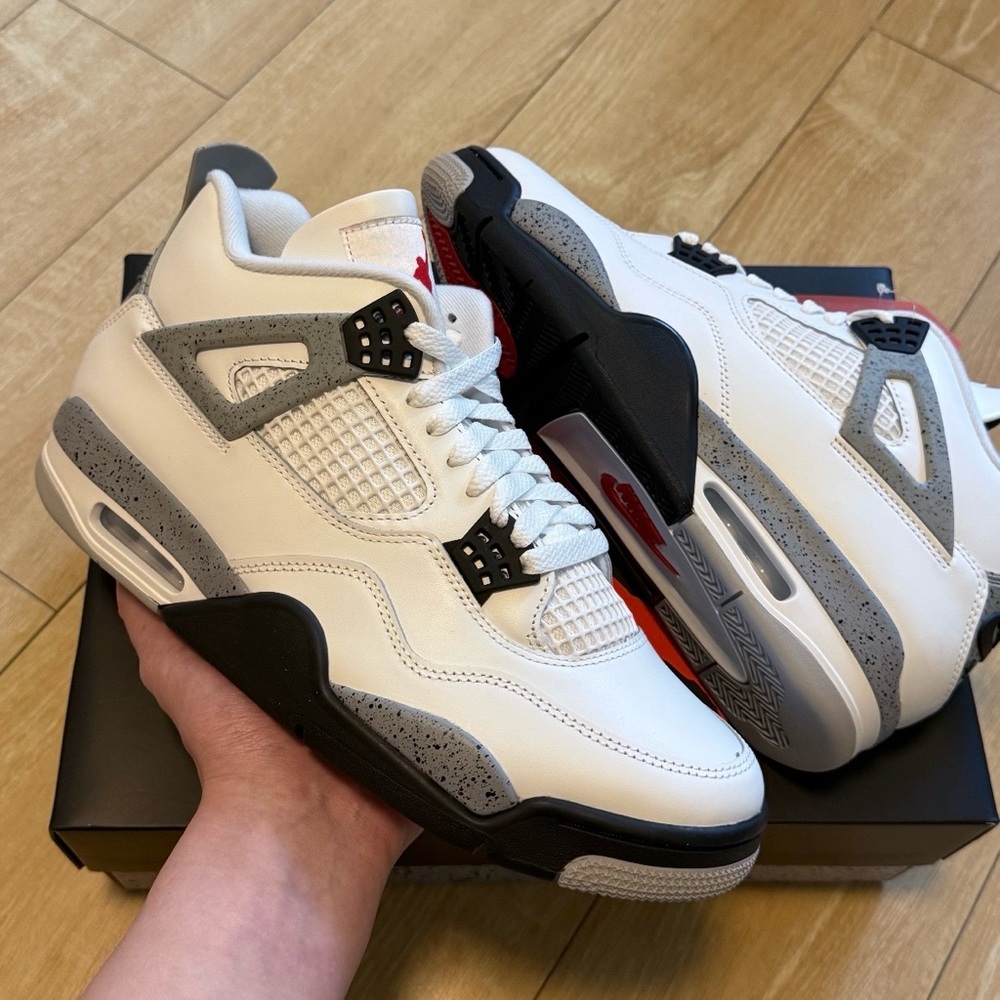 Men's White/Grey Basketball Sneakers -Brand New Retro 4 White Cement
